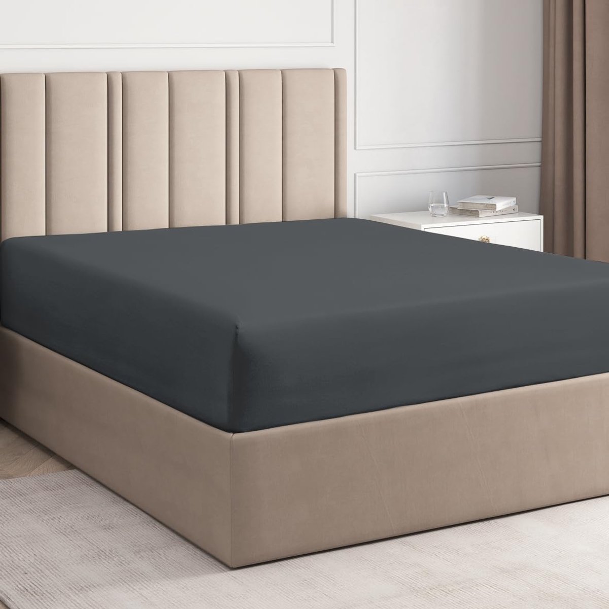 Ibenzoa Zacht en Luxe Hoeslaken van Microvezel voor Matrassen tot 30 cm Hoogte, Donkergrijs, 90x200 cm
