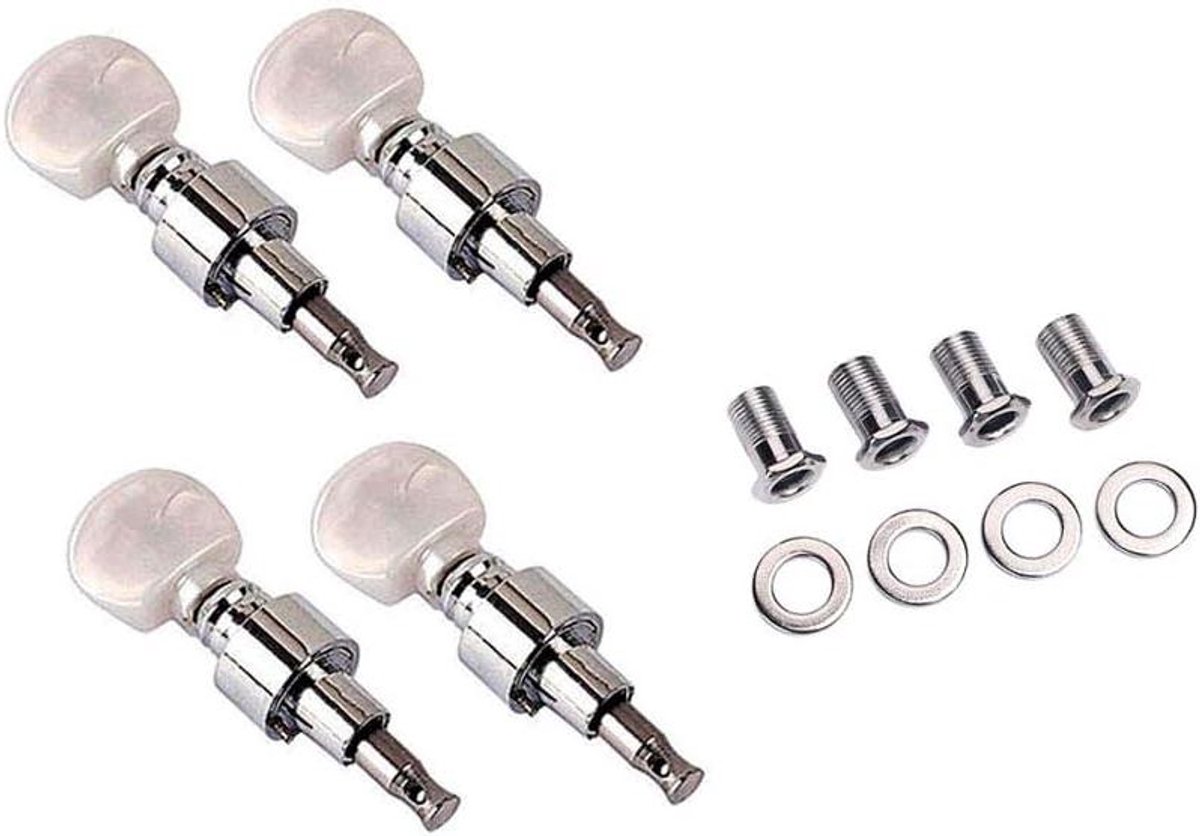 4 string banjo geared pegs machine heads met parelharingen - chroom