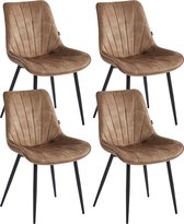 Bol.com Colenis® - Lesedi Eetkamerstoel - Set Van 4 - Taupe - Adoré Velvet - Industrieel aanbieding