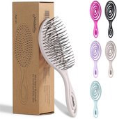 Ninabella kinder haarborstel antiklit - Spiraalvormige anti klit reis borstel - Mini detangler brush - Stijlborstel krullen of steil haar - Crème