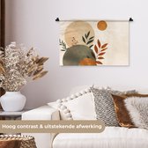 Wandkleed 60x40 cm - Wanddoek Vormen - Rond - Bladeren - Beige - Wandtapijt - Wandkleden