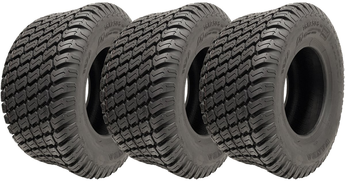 16x7,50-8 grasbanden, 4-laags, Wanda P332 Turf Ride On-banden voor zitmaaiers (set van 3)