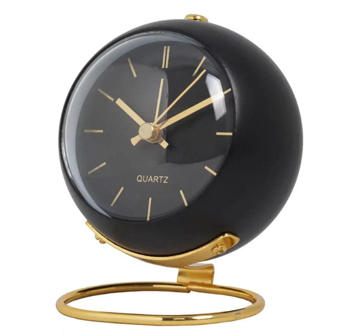 WiseGoods Premium Retro Wekker - Niet-Tikkende Slaapkamer Klok - Met Nachtlamp - Wekkers - Klokken - Nachtlampje - Zwart 10.5CM