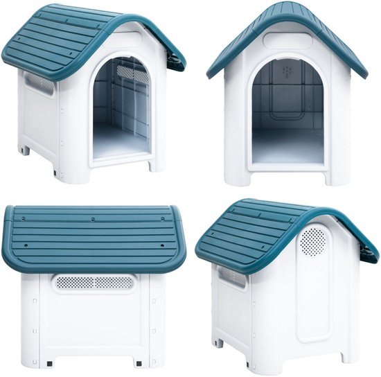 vidaXL Hondenhok 59x75x66 cm polypropeen blauw - Hondenhok - Hondenhokken - Honden Hok - Hondenhuis