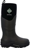 Zwarte Muckmaster laars met groen logo van Muck Boot Company, zij-aanzicht.