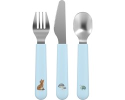 Mepal Mio Kinderbestek Little Dutch - 3-delig. vork. mes en lepel - Roestvrij staal - Kinderservies - Forest Friends