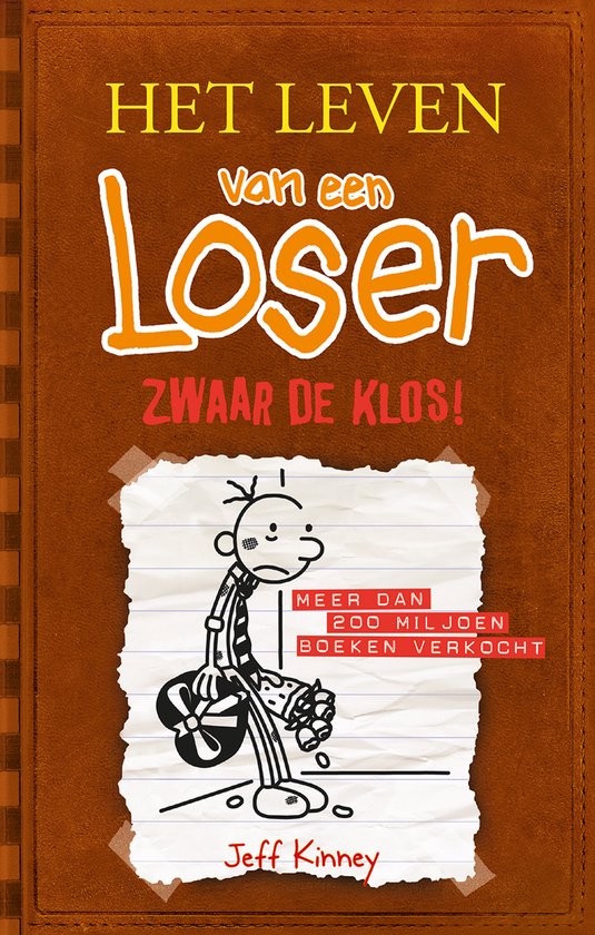 Boekomslag van Het leven van een Loser met een tekening van een verdrietig figuur op een notitieblokvel.