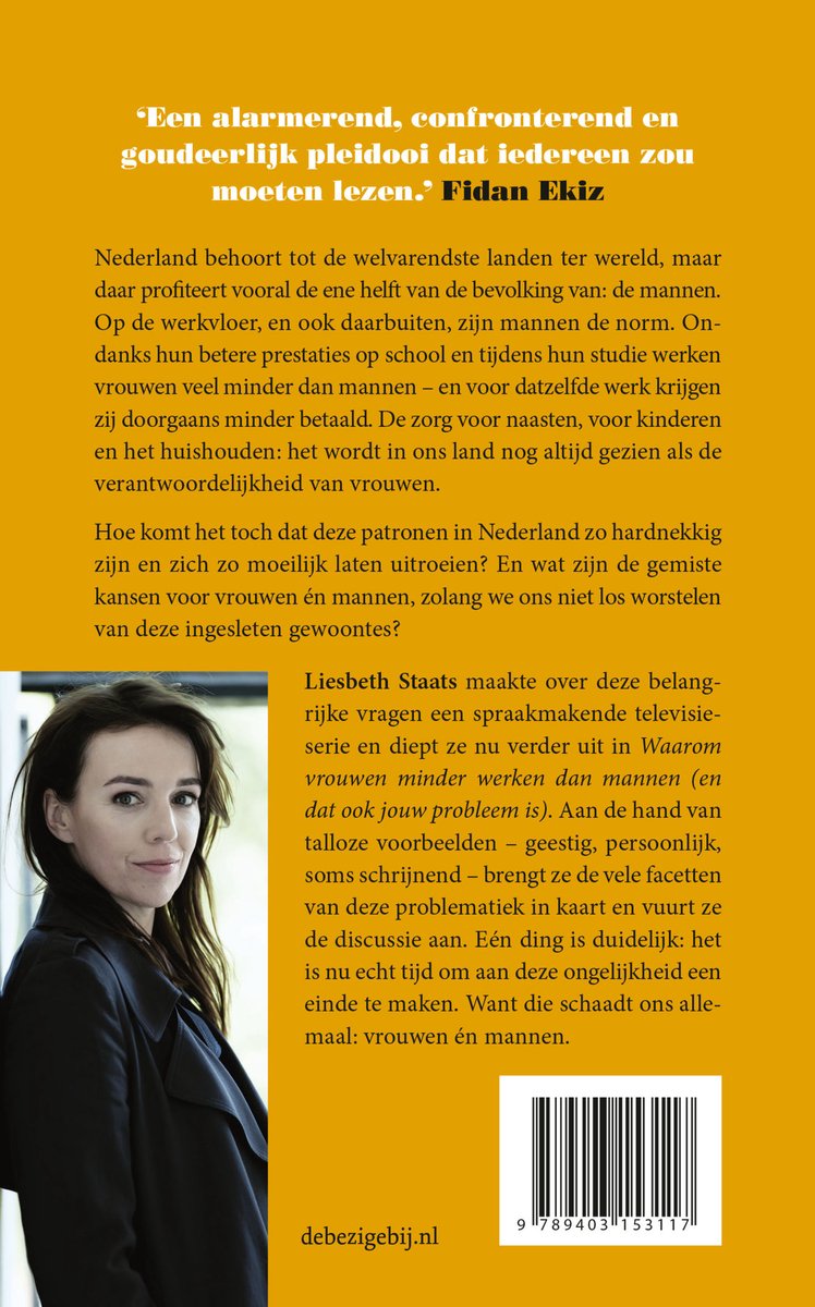 Een portret van Liesbeth Staats met op de achtergrond tekst over haar boek.