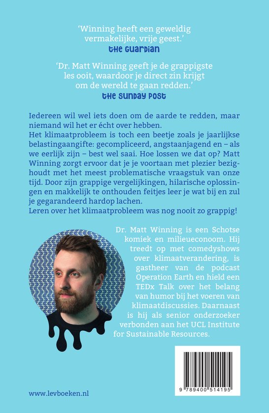 Achterkant boek van Dr. Matt Winning. Een portretfoto van hem met linksonder de tekst 'www.levboeken.nl'.