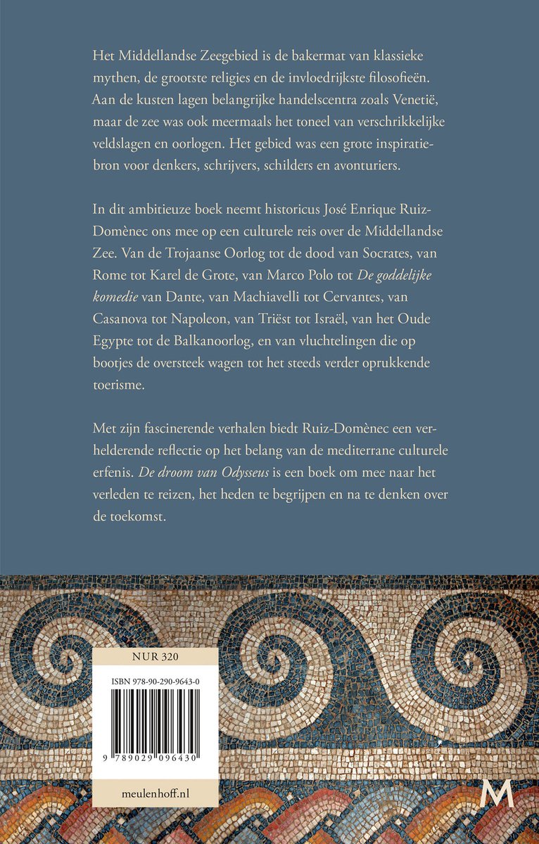 Livre avec mosaïque de vagues et spirales au dos.