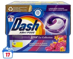 Dash - Lenor Collectie - Wasmiddel Capsules - All-in-1 Pods - Witte en Gekleurde Was - Gemberlelie & Guava - 17 Wasbeurten - 1 stuk