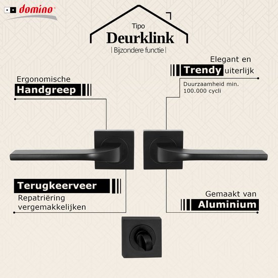 Gedotec Greepgarnituur mat zwart [bad en toilet] 1 x rond rozet I binnendeuren L-FORM I voor dikte 35-47 mm