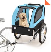 COSTWAY Dieren Fietskar, Fietskar voor kleine en Middelgrote Honden, met 50cm Wielen, Zonnedak, Universeel fietspaar
