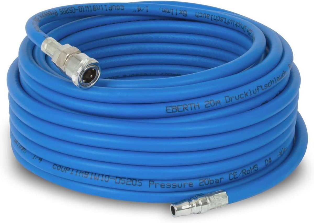 Persluchtslang 20m - Flexibele Slang voor Compressoren met 1/4 inch Aansluiting, 20 bar