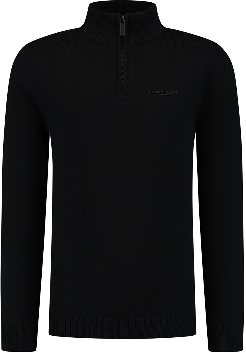 Ballin Amsterdam - Jongens Regular fit Knitwear Half Zip LS - Black - Maat 12