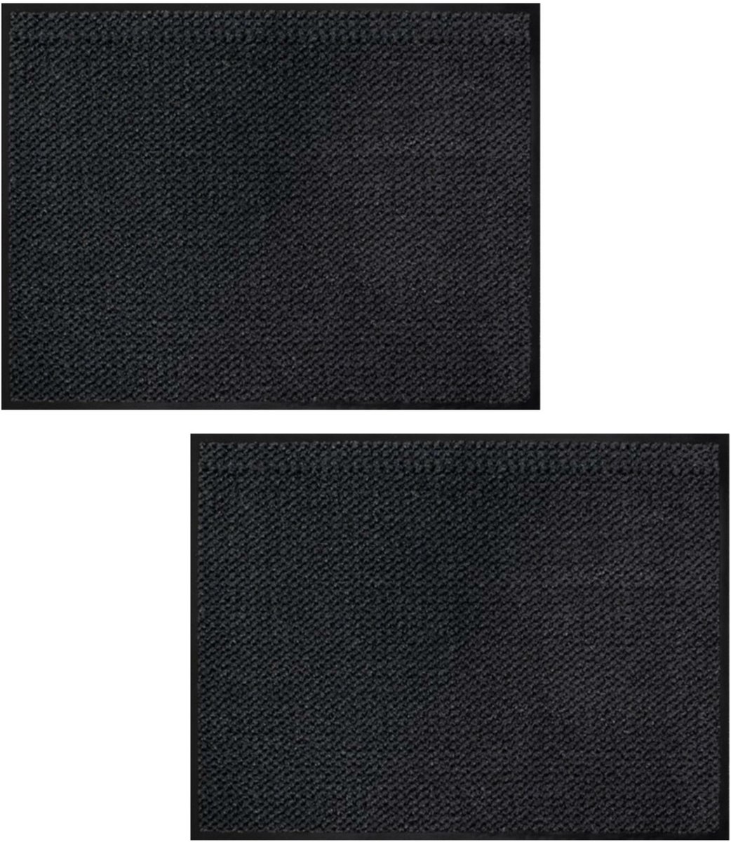 Benson Deurmat - 2x - anti slip - kunststof - antraciet - 80 x 120 cm - voor binnen - schoonloopmat