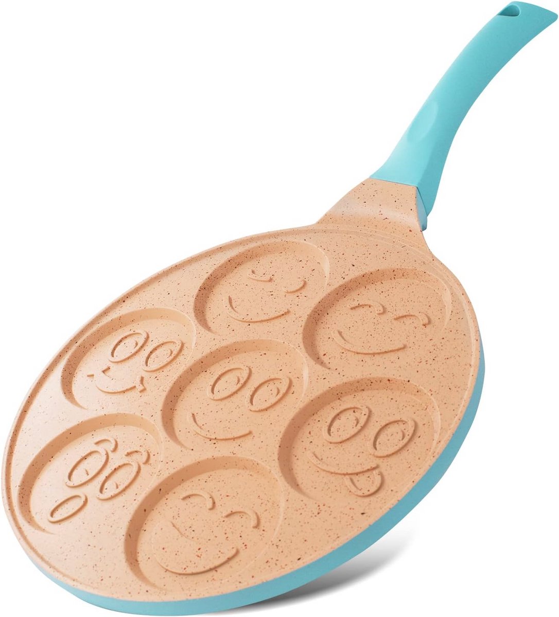 Pannenkoekpan 26cm met 7 sleuven en smiley gezichten - Lichtgewicht antiaanbaklaag en inductie geschikt