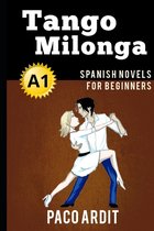 Boekomslag 'Tango Milonga' A1 Spaans voor beginners, met een koppel dat tango danst.