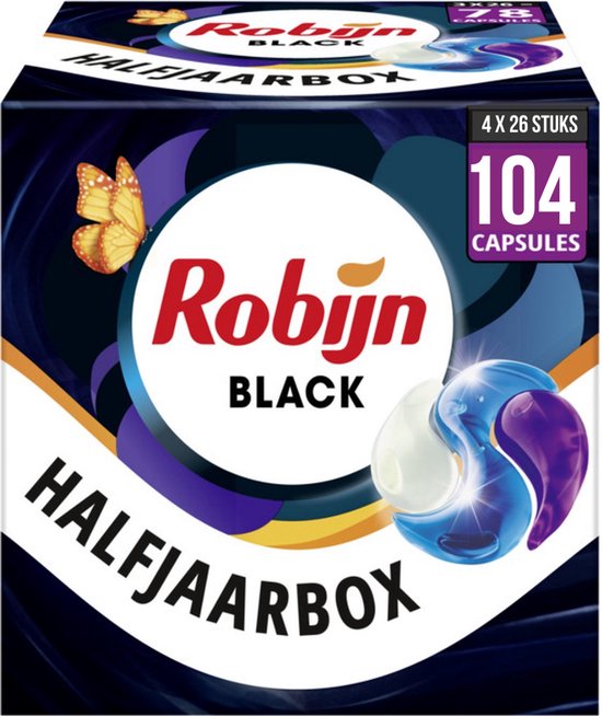 Robijn Wascapsules 3-in1 Black Velvet - 26 x 4 Stuks - Voordeelverpakking