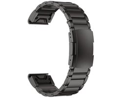 Titanium bandje - RVS - geschikt voor Garmin Fenix 3 / 5X / 5X Plus / 6X / 6X Pro / 7X / 7X Pro / 8 (51 mm) / Quatix 3 / 6X / Tactix (7) / Enduro (2) / Descent Mk1 / Mk2(i) / Mk3i 51 mm / D2 / Epix Pro Gen 2 51 mm - zwart