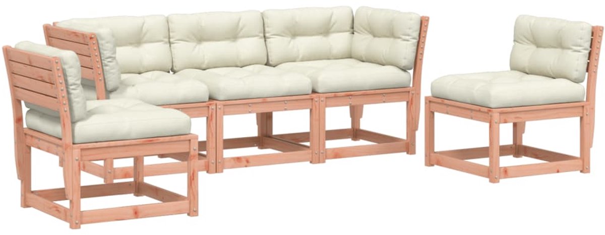 The Living Store 5-delige Loungeset met kussens massief douglashout - Hoekenbank - Tuinset - Lounge Set - Houten Bank - Buitendecoratie