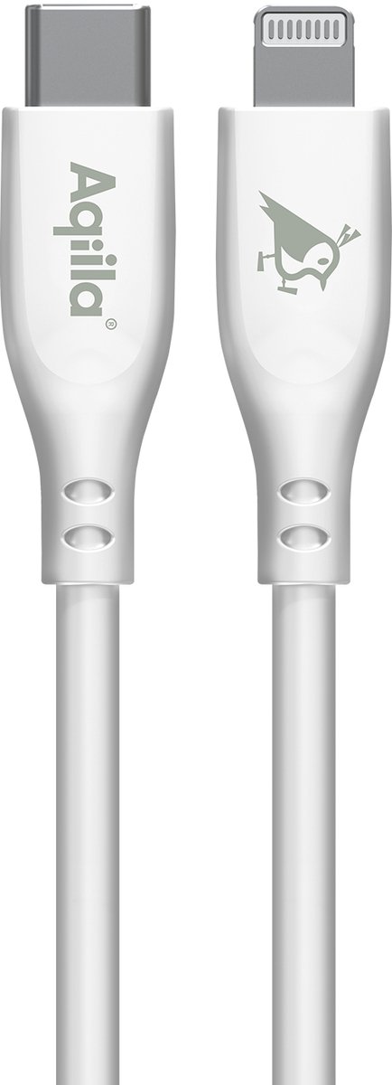 Aqiila iPhone Laadkabel, USB-C naar Lightning [MFi-Gecertificeerd] , 60W, 480Mbps, 1 meter, silicone, Cablebird CS21 Wit