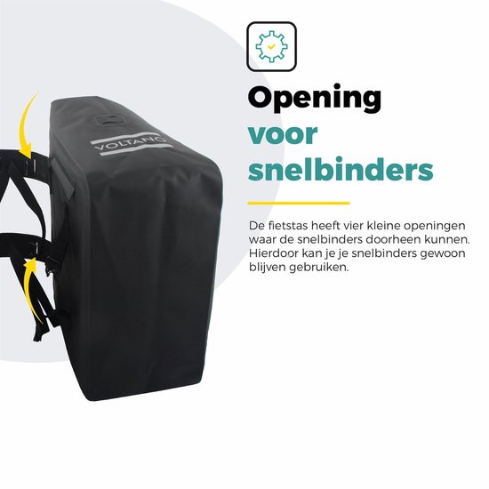 Voltano Dubbele Rolltop Fietstas Volledig Voorgevormd - 50 Liter - Zwart - 100% Waterdicht - Fietstassen Electrische Fietsen