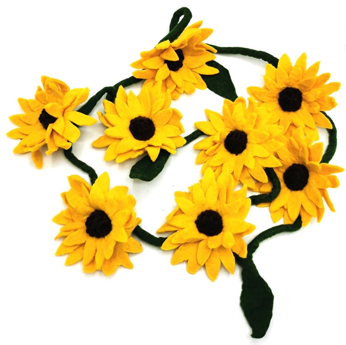 Boutique Trukado - Vilten Zonnebloemen Slinger 185cm - Handgemaakt - 100% wol