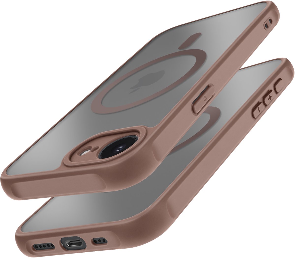Avizar Hoesje MagSafe Geschikt voor Apple iPhone 16e Matte achterkant mat mat, Bruin