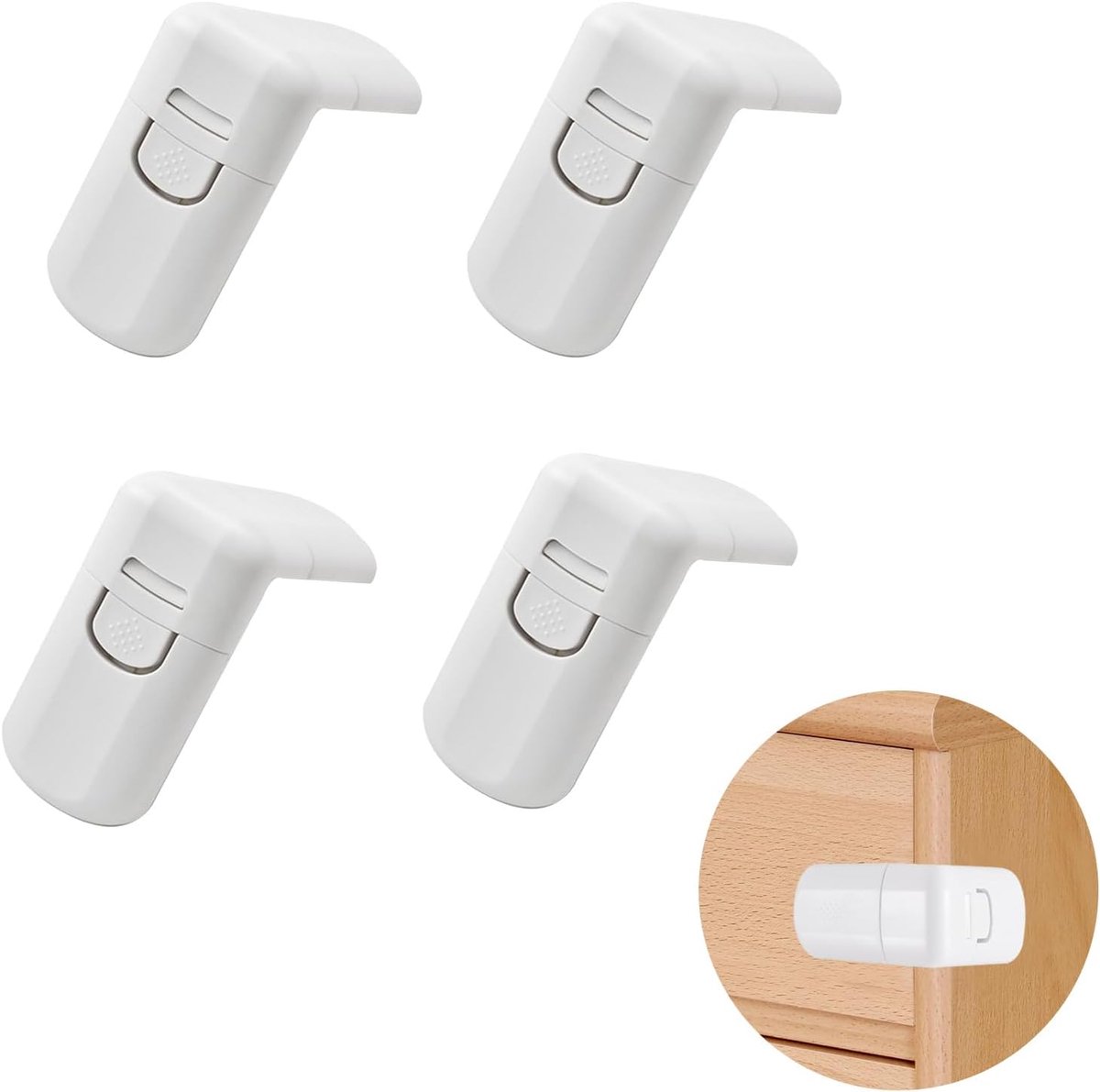 Image of 4 Herbruikbare Veilige Kastsloten voor Kinderen - Babybestendige meubelsloten voor Kasten en Lades