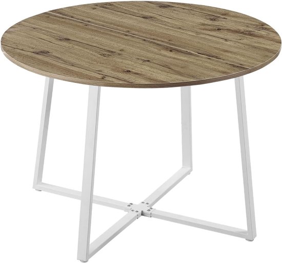 Keuken & Eetkamer DUBI NOA Eettafel Rond 110x110 Cm - Industriële Keukentafel In Betonlook, MDF Blad En Metalen Frame Zwart Metalen Frame