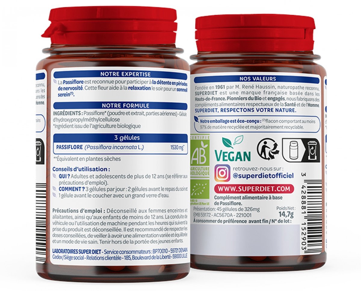 Superdiet Passiebloem Organisch 45 Capsules