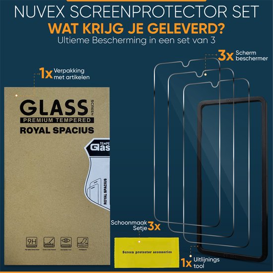 Protection d'écran pour Samsung Galaxy A15 - Avec outil d'alignement - Verre trempé - Protection d'écran en Tempered Glass - 3 pièces