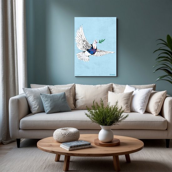 Banksy Graffiti - Canvas Schilderij 64x90 cm - Schilderijen Woonkamer