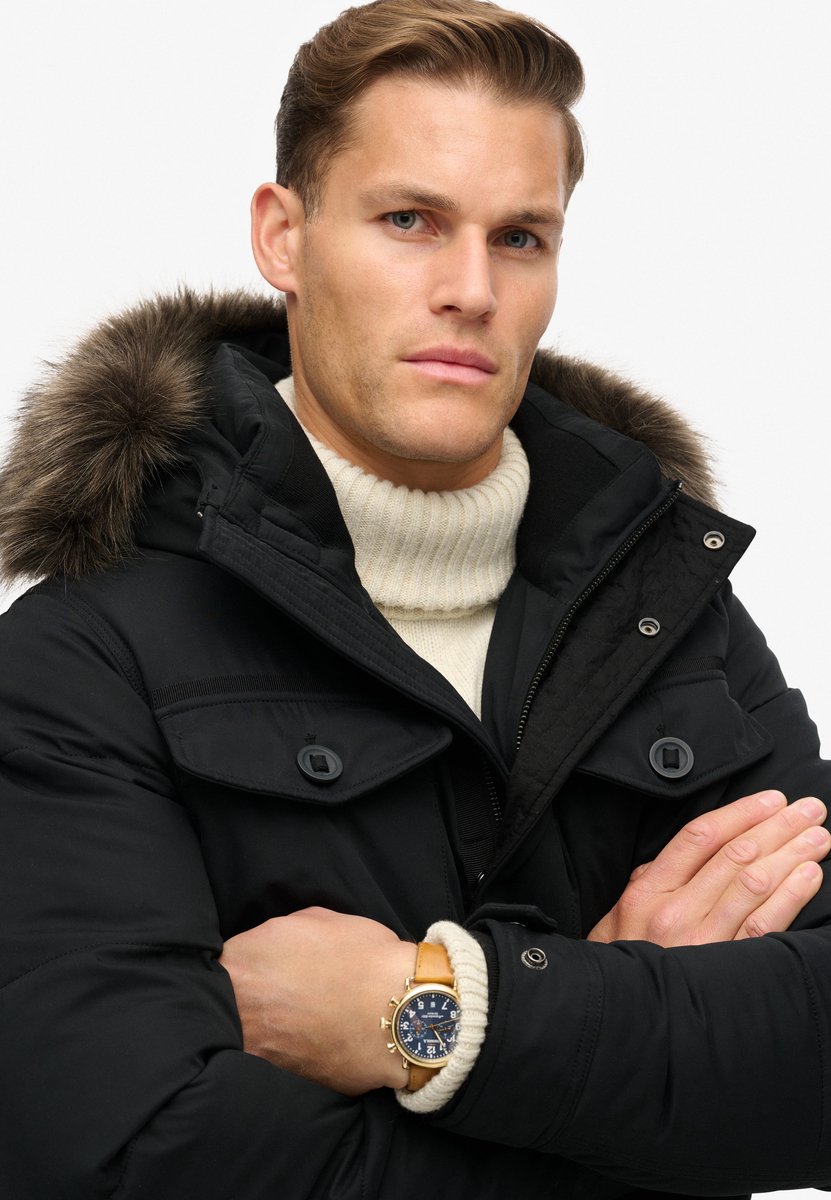 Superdry Chinook parka van imitatiebont Heren Gewatteerde jassen Noir