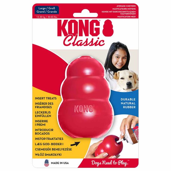 KONG Classic - Snackbal Honden Speelgoed - Rubber - 10.16cm - Rood - Maat L