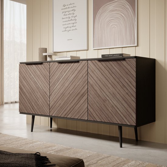 Meubella - Dressoir Pedro - Donker eiken - Zwart eiken - 150 cm