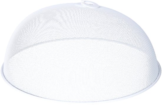 Bellatio Design Vliegenkap - wit - 35 x 16cm - buiten eten - anti insecten - RVS - voedsel beschermen - voedselkap - afdekkap