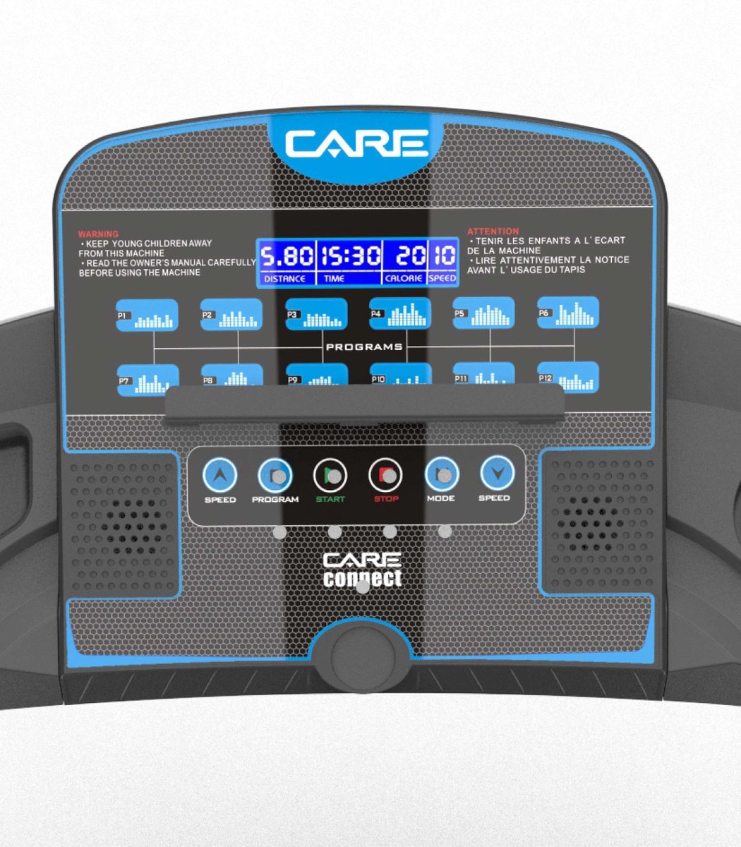 CARE CT-734-2 - Connected en opvouwbare loopband - Maximale snelheid 14 km/u - 12 programma’s - Handmatige helling met 3 niveaus - Voor thuisgebruik - Blauw thumbnail 8