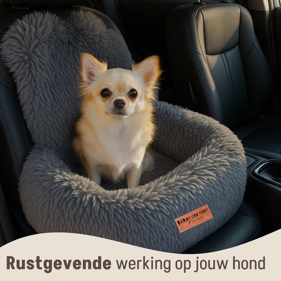 By Cee Cee Car Seat Dog Deluxe - Panier de voiture pour chien avec ceinture - Panier de voiture pour chien - Siège pour chien - Siège d'auto - Gris foncé