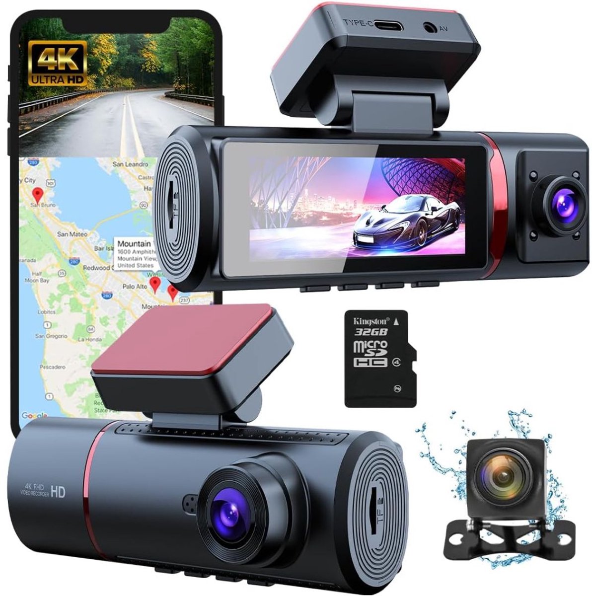 Dashcam voor Auto - Dual - Camerabewaking - Full HD - Zwart