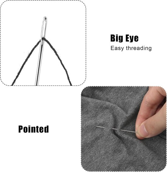 9 stuks Heavy Duty Hand Naainaalden Kit, Lederen Naainaalden en Gebogen Naalden voor Huisbekleding en Hand Naaien