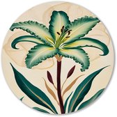 Aquarel bloem in groene tinten - Bloem wandcirkels - Rond kunstwerk natuur - Art Nouveau - Design muurcirkel - Kinderkamer wandkunst - muurcirkel aluminium 60x60 cm