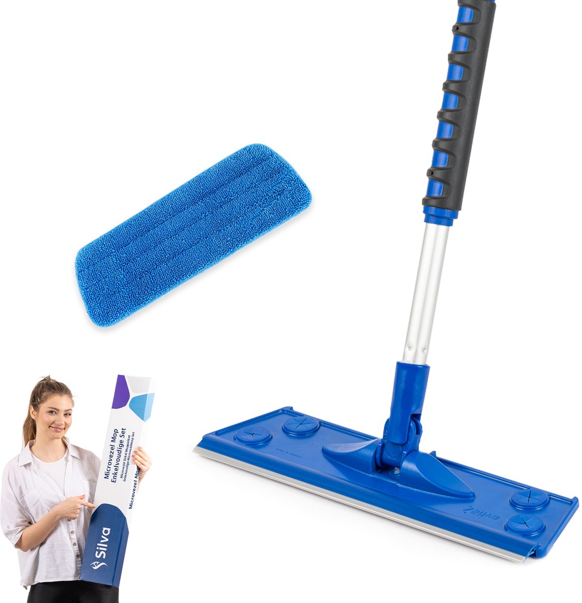 Goedkoopste Silva Microvezel Vloerwisser - Dweil met Telescoopsteel - Muurdoek