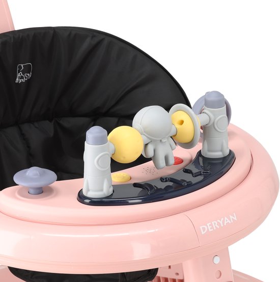 Deryan Mover Loopstoel - Inclusief duwstang - Roze — afbeelding 3