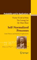 Boekomslag voor "Self-Normalized Processes", met tekst en een portretfoto van een man met snor.