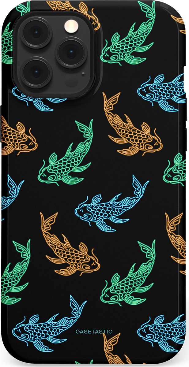 Casetastic Hoesje Geschikt voor Apple iPhone 12 Pro Max Magsafe - Stijlvolle Beschermende Duo-layer Case - Neon Koi