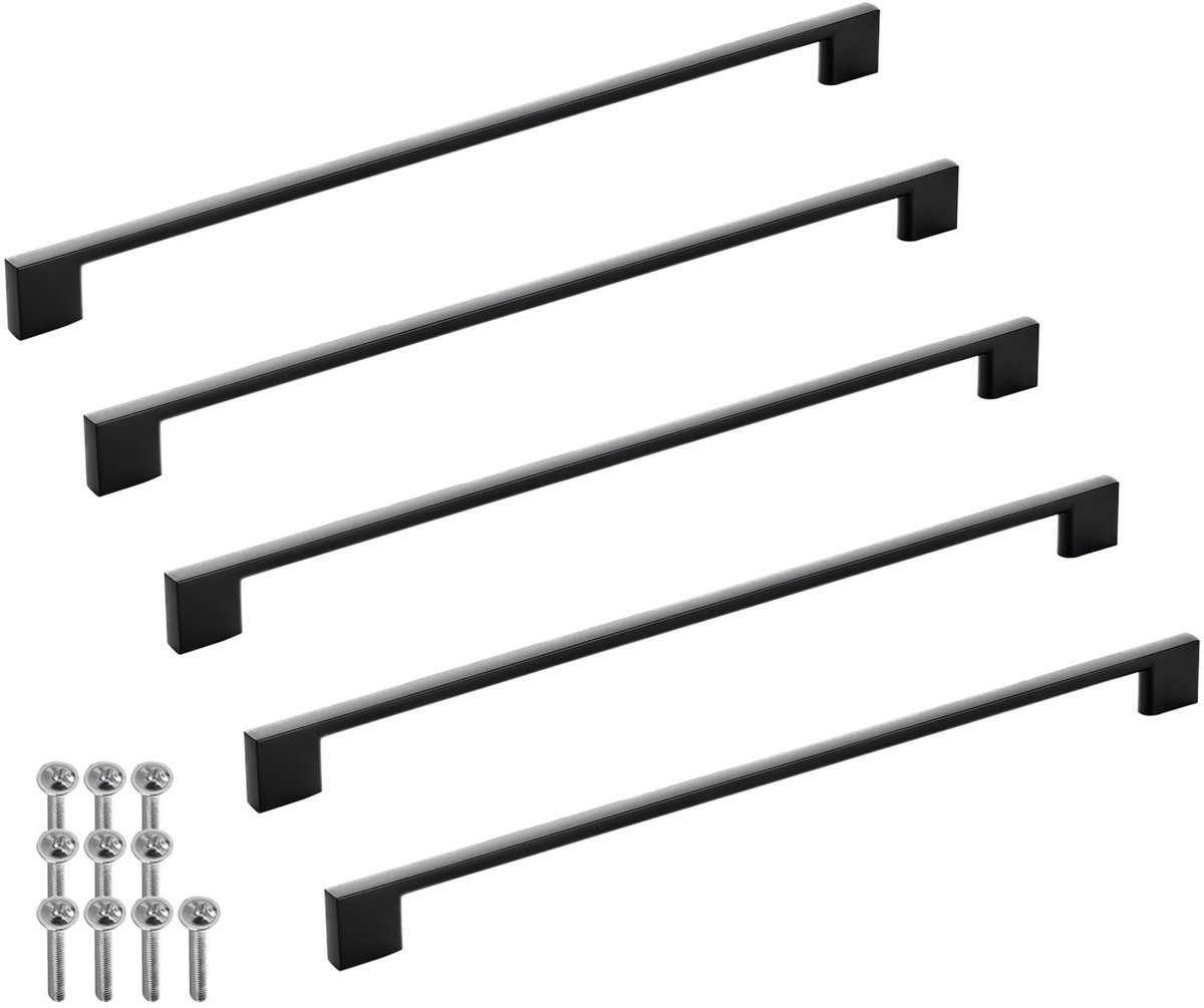 SOTECH 5 stuks meubelgrepen BLACKLINE XII BA 320 mm zwart mat aluminium (lengte 350 mm, breedte 9 mm, hoogte 28 mm) design beugelgrepen