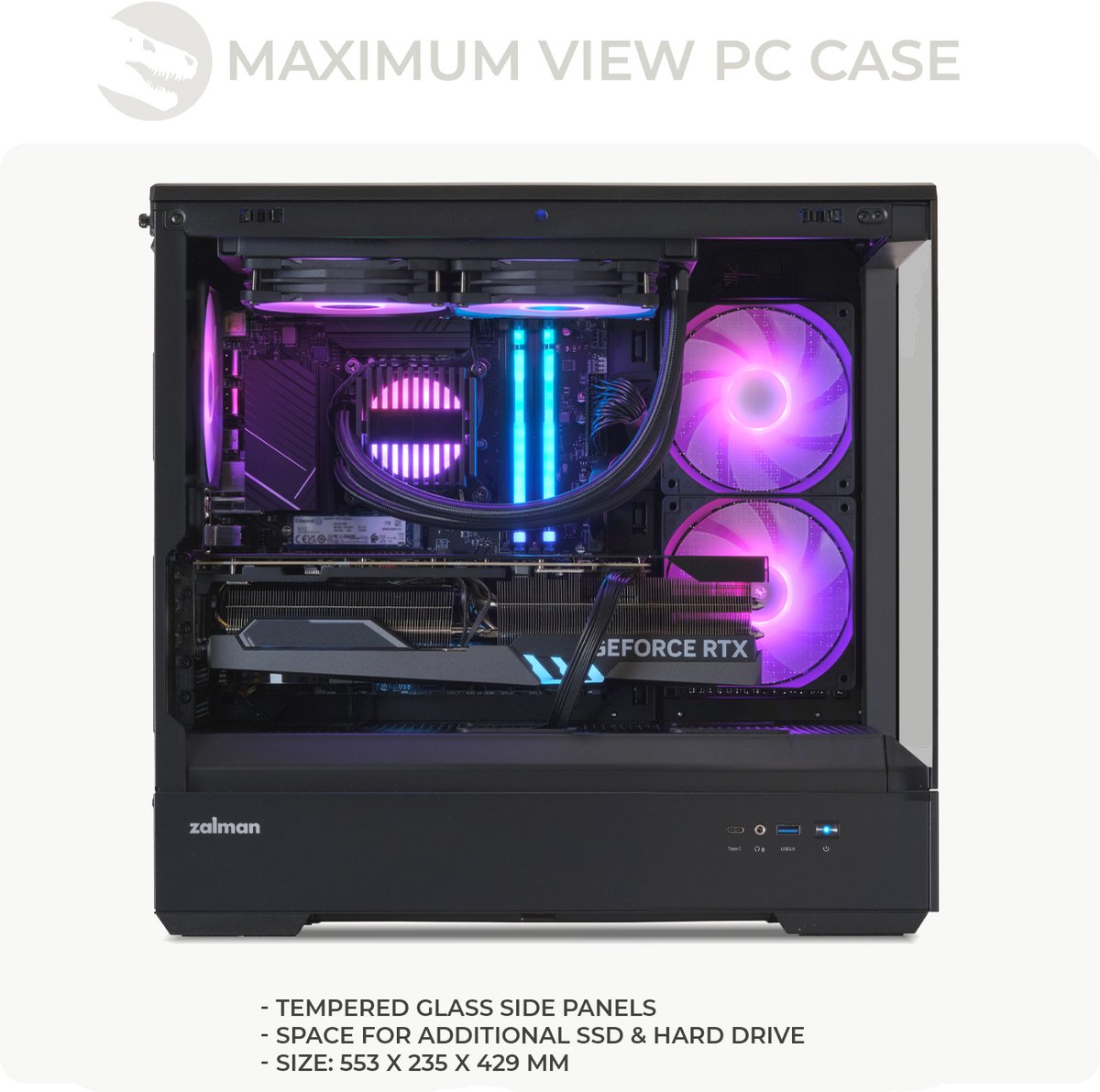 Sedatech Pro Gaming PC Waterkoeling Full Vision • Intel i9-14900KF 24x 3.2GHz • Geforce RTX5070Ti • 32Gb DDR5 • 2Tb SSD M.2 • WiFi • Bluetooth, USB C • Windows 11 • Desktop computer — afbeelding 2