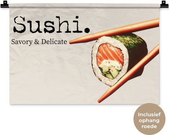 Tapisserie murale 60x40 cm - Sushi - Saumon - Riz - Japonaise - Tapisserie - Tapisseries